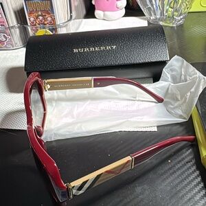 Burberry Burgundy and Gold Women's Glasses